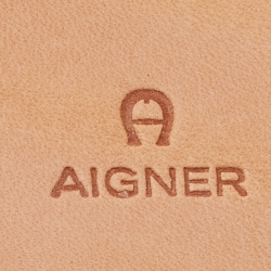 Pre Owned Aigner Blue Leather Logo Buckle Belt 95CM