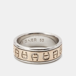 Aigner Logo Two Tone Ring Size 52