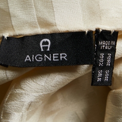 Aigner Cream Logo Jacquard Silk Stole 