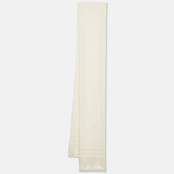 Aigner Cream Logo Jacquard Silk Stole 
