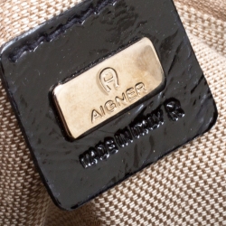 Pre Owned Aigner Black Suede and Patent Leather Shoulder Bag