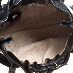 Pre Owned Aigner Black Suede and Patent Leather Shoulder Bag