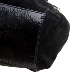 Pre Owned Aigner Black Suede and Patent Leather Shoulder Bag