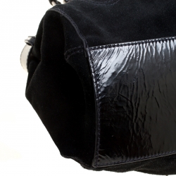 Pre Owned Aigner Black Suede and Patent Leather Shoulder Bag