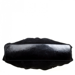 Pre Owned Aigner Black Suede and Patent Leather Shoulder Bag