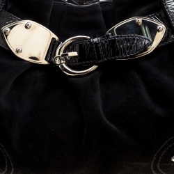 Pre Owned Aigner Black Suede and Patent Leather Shoulder Bag