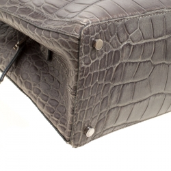 Pre Owned Aigner Grey Croc Embossed Leather Tote