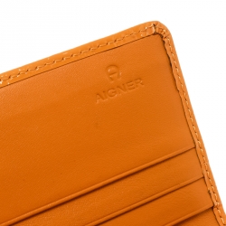 Pre Owned Aigner Orange Signature Patent Leather Continental Wallet