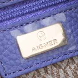 Pre Owned Aigner Purple Leather Ivy Clutch