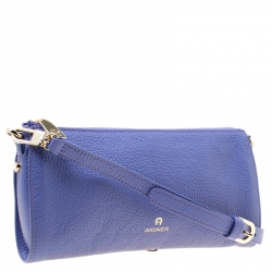 Pre Owned Aigner Purple Leather Ivy Clutch