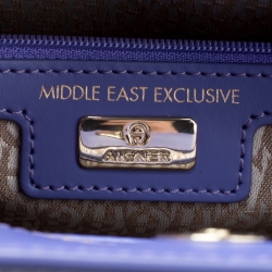 Pre Owned Aigner Purple Crocodile Embossed Leather Cavallina Top Handle Bag