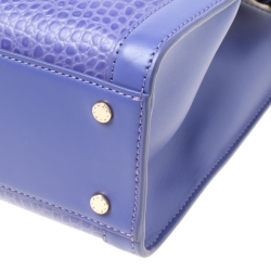 Pre Owned Aigner Purple Crocodile Embossed Leather Cavallina Top Handle Bag