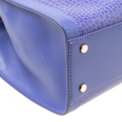 Pre Owned Aigner Purple Crocodile Embossed Leather Cavallina Top Handle Bag