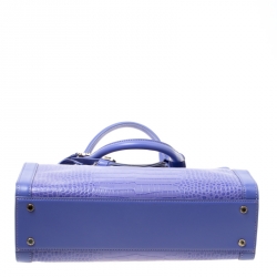 Pre Owned Aigner Purple Crocodile Embossed Leather Cavallina Top Handle Bag