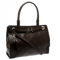 Pre Owned Aigner Brown Leather Cavallina Top Handle Bag