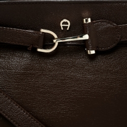 Pre Owned Aigner Brown Leather Cavallina Top Handle Bag