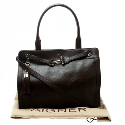 Pre Owned Aigner Brown Leather Cavallina Top Handle Bag