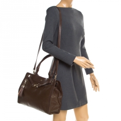 Pre Owned Aigner Brown Leather Cavallina Top Handle Bag