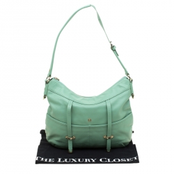 Pre Owned Aigner Green Leather Hobo
