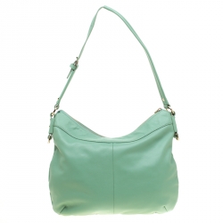 Pre Owned Aigner Green Leather Hobo