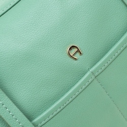 Pre Owned Aigner Green Leather Hobo