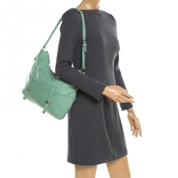 Pre Owned Aigner Green Leather Hobo