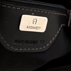 Pre Owned Aigner Black Signature Coated Canvas and Leather Tote