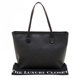 Pre Owned Aigner Black Signature Coated Canvas and Leather Tote