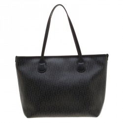 Pre Owned Aigner Black Signature Coated Canvas and Leather Tote