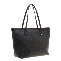 Pre Owned Aigner Black Signature Coated Canvas and Leather Tote