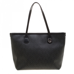 Pre Owned Aigner Black Signature Coated Canvas and Leather Tote