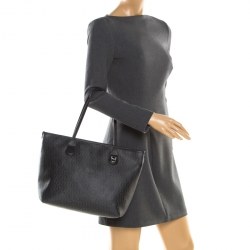 Pre Owned Aigner Black Signature Coated Canvas and Leather Tote