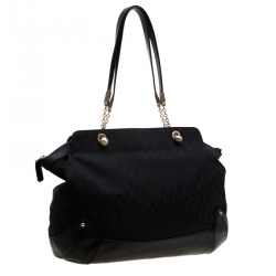 Pre Owned Aigner Black Signature Fabric and Leather Chain Tote