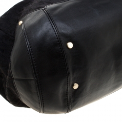Pre Owned Aigner Black Signature Fabric and Leather Chain Tote