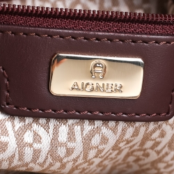 Pre Owned Aigner Burgundy Leather Cavallina Top Handle Bag
