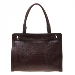 Pre Owned Aigner Burgundy Leather Cavallina Top Handle Bag