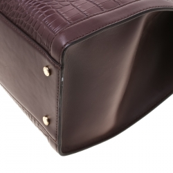 Pre Owned Aigner Burgundy Leather Cavallina Top Handle Bag