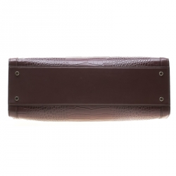 Pre Owned Aigner Burgundy Leather Cavallina Top Handle Bag