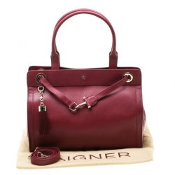 Pre Owned Aigner Burgundy Leather Cavallina Tote