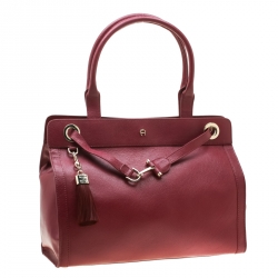 Pre Owned Aigner Burgundy Leather Cavallina Tote