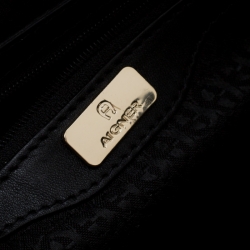 Pre Owned Aigner Black Coated Canvas And Leather Top Handle Bag