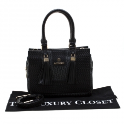 Pre Owned Aigner Black Coated Canvas And Leather Top Handle Bag