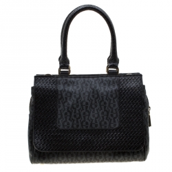 Pre Owned Aigner Black Coated Canvas And Leather Top Handle Bag