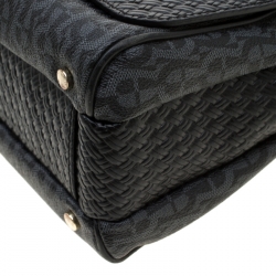 Pre Owned Aigner Black Coated Canvas And Leather Top Handle Bag