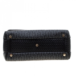 Pre Owned Aigner Black Coated Canvas And Leather Top Handle Bag
