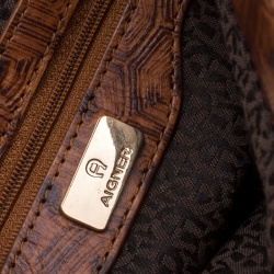 Pre Owned Aigner Brown/Teal Signature Canvas and Leather Crossbody Bag