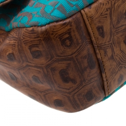 Pre Owned Aigner Brown/Teal Signature Canvas and Leather Crossbody Bag