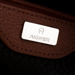 Pre Owned Aigner Brown Leather Dome Satchel