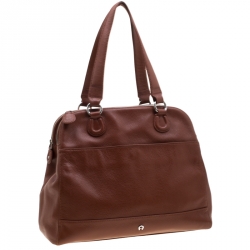 Pre Owned Aigner Brown Leather Dome Satchel