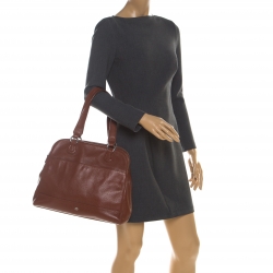 Pre Owned Aigner Brown Leather Dome Satchel